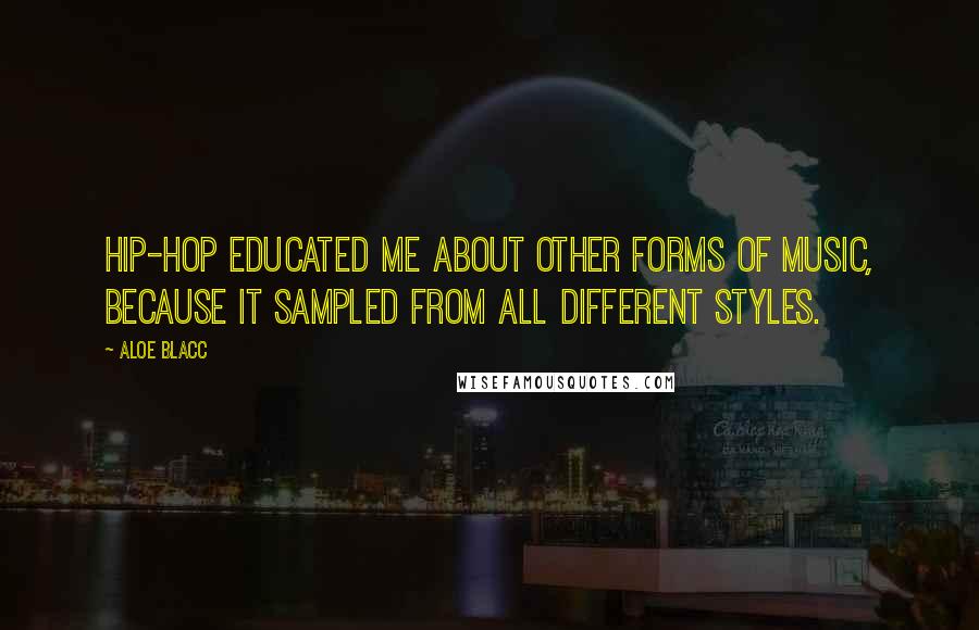 Aloe Blacc Quotes: Hip-hop educated me about other forms of music, because it sampled from all different styles.