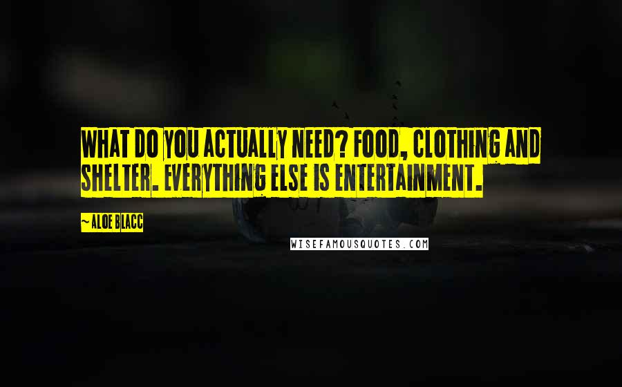 Aloe Blacc Quotes: What do you actually need? Food, clothing and shelter. Everything else is entertainment.