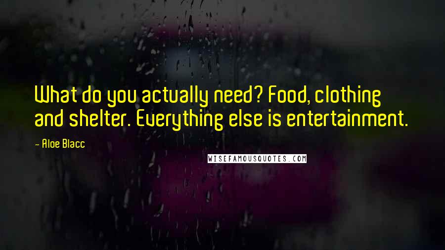 Aloe Blacc Quotes: What do you actually need? Food, clothing and shelter. Everything else is entertainment.
