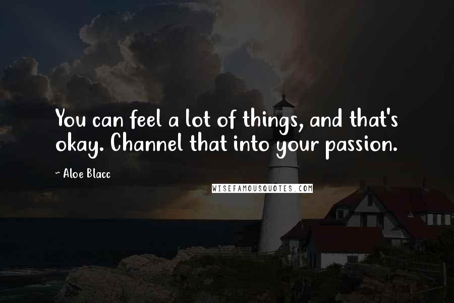 Aloe Blacc Quotes: You can feel a lot of things, and that's okay. Channel that into your passion.