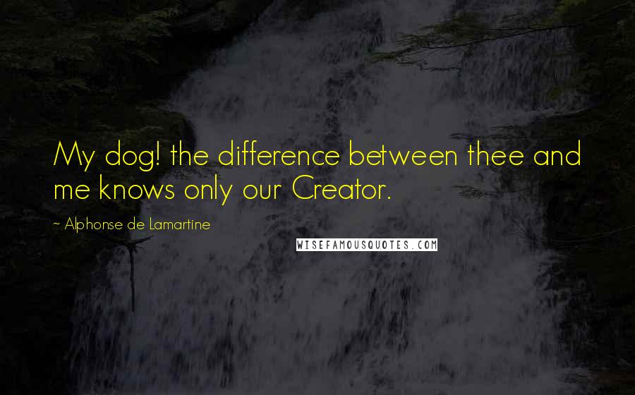 Alphonse De Lamartine Quotes: My dog! the difference between thee and me knows only our Creator.