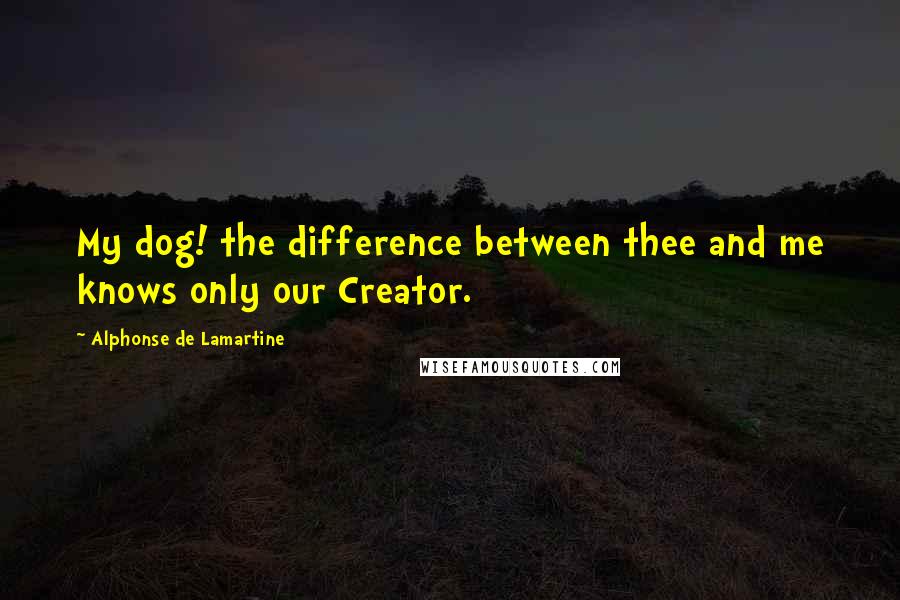 Alphonse De Lamartine Quotes: My dog! the difference between thee and me knows only our Creator.