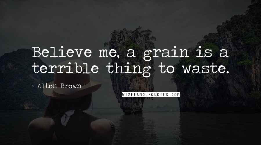 Alton Brown Quotes: Believe me, a grain is a terrible thing to waste.