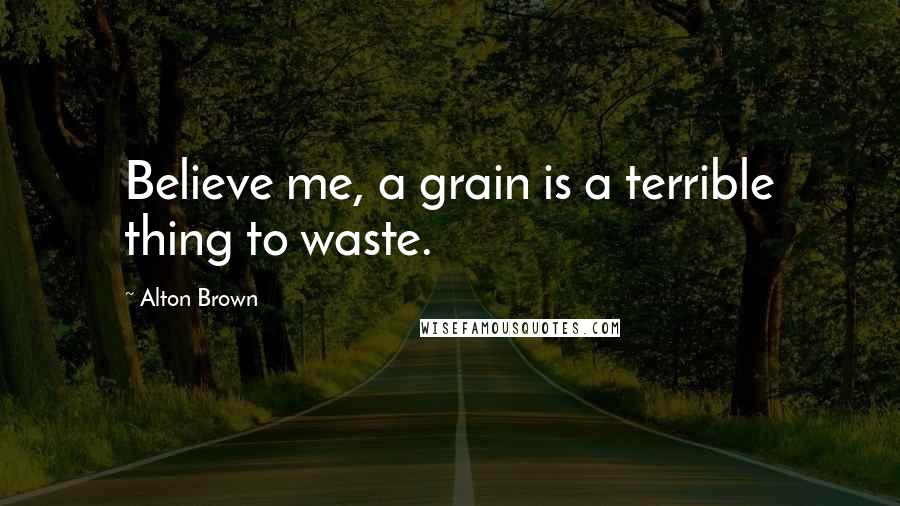 Alton Brown Quotes: Believe me, a grain is a terrible thing to waste.