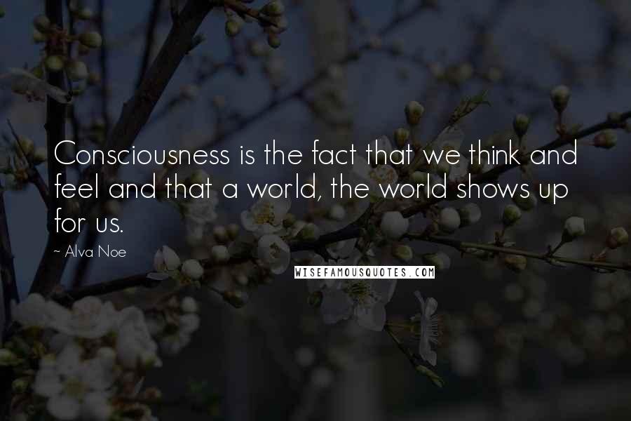 Alva Noe Quotes: Consciousness is the fact that we think and feel and that a world, the world shows up for us.