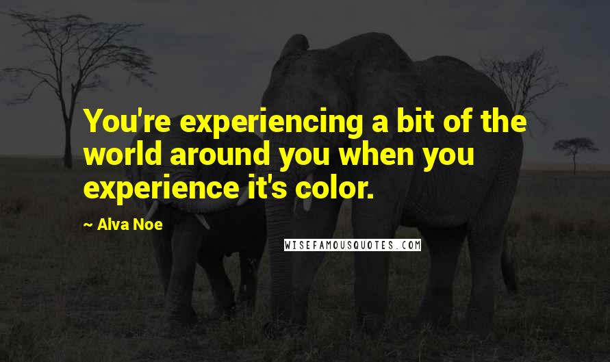 Alva Noe Quotes: You're experiencing a bit of the world around you when you experience it's color.