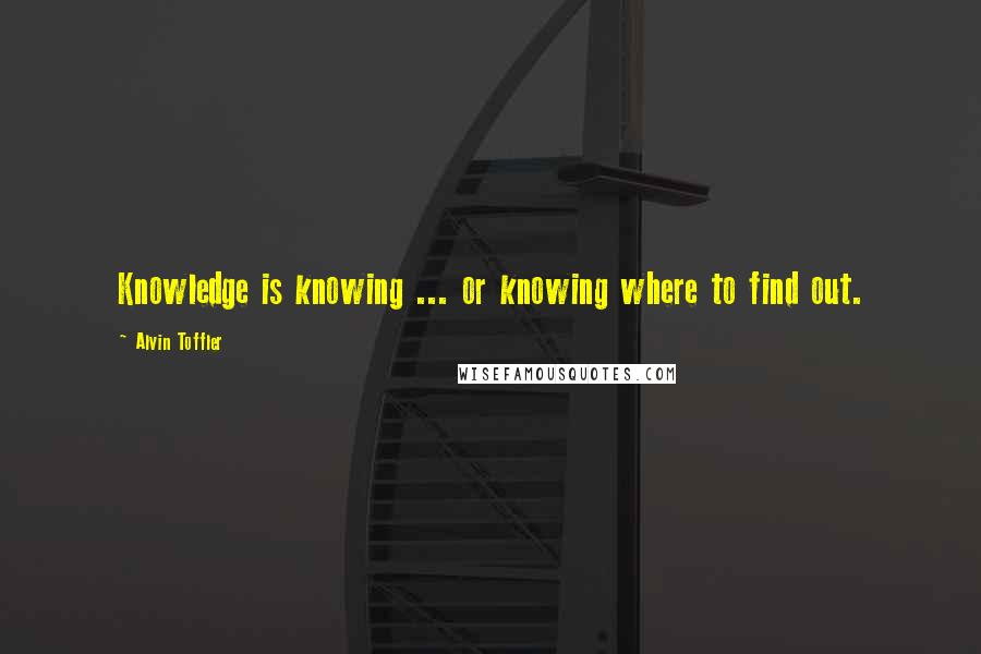 Alvin Toffler Quotes: Knowledge is knowing ... or knowing where to find out.