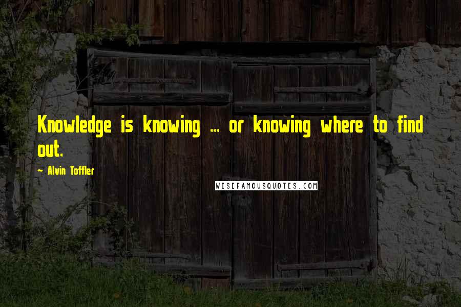 Alvin Toffler Quotes: Knowledge is knowing ... or knowing where to find out.