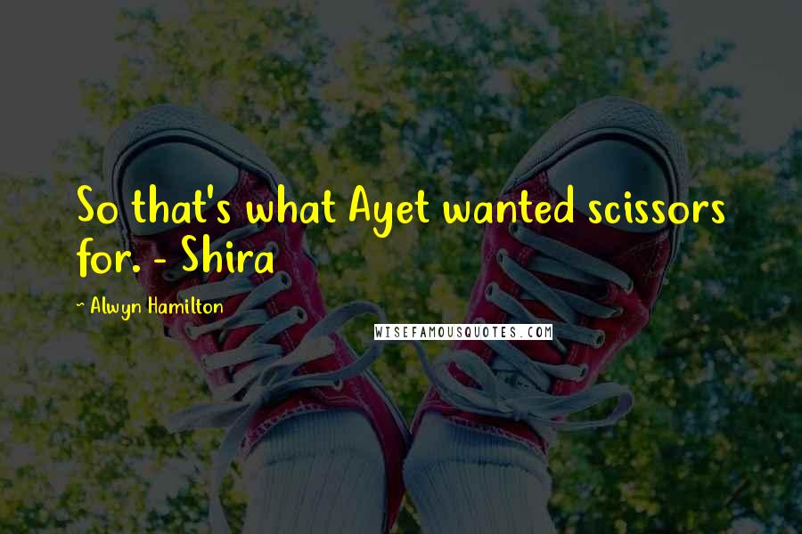 Alwyn Hamilton Quotes: So that's what Ayet wanted scissors for. - Shira