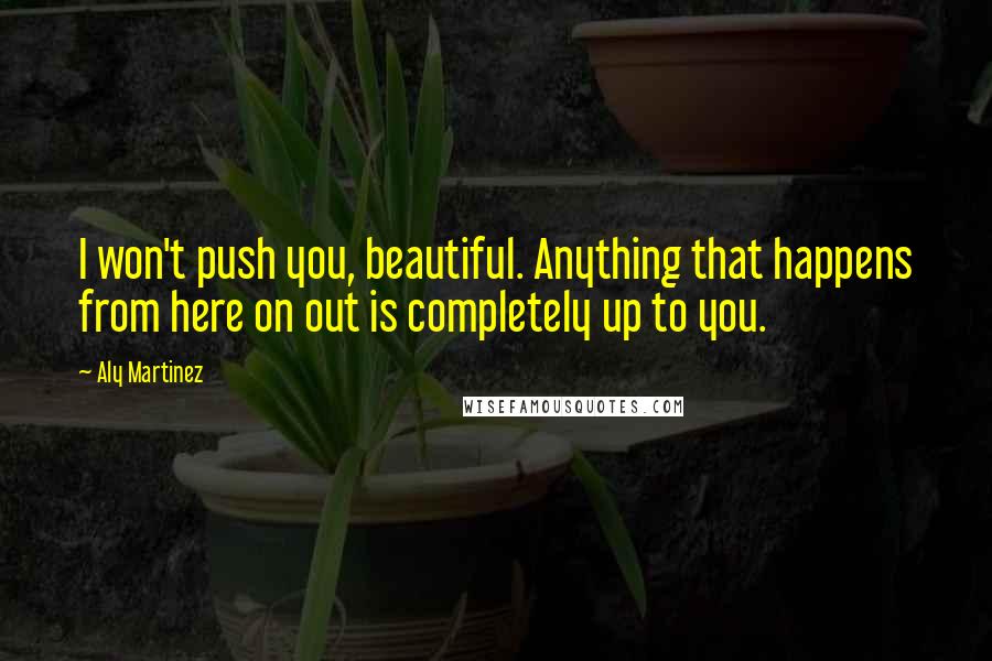 Aly Martinez Quotes: I won't push you, beautiful. Anything that happens from here on out is completely up to you.