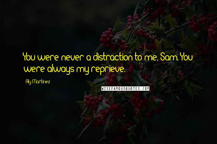 Aly Martinez Quotes: You were never a distraction to me, Sam. You were always my reprieve.