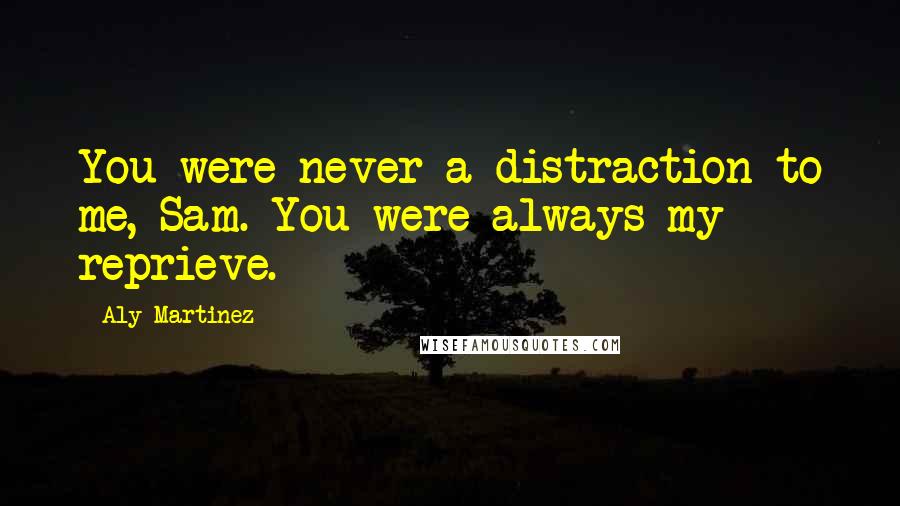 Aly Martinez Quotes: You were never a distraction to me, Sam. You were always my reprieve.