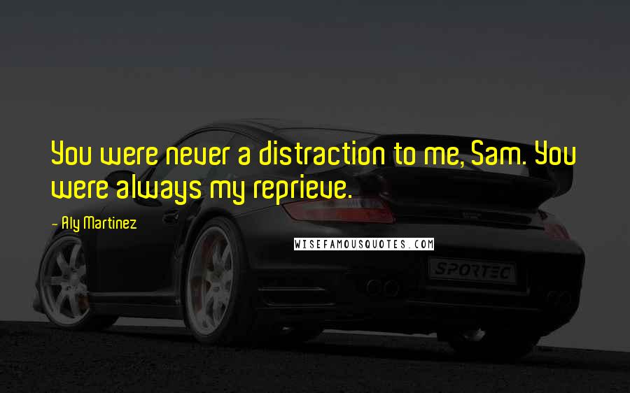 Aly Martinez Quotes: You were never a distraction to me, Sam. You were always my reprieve.