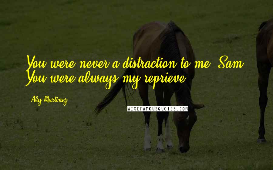 Aly Martinez Quotes: You were never a distraction to me, Sam. You were always my reprieve.