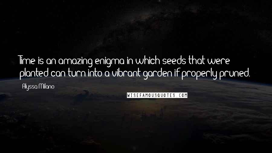 Alyssa Milano Quotes: Time is an amazing enigma in which seeds that were planted can turn into a vibrant garden if properly pruned.