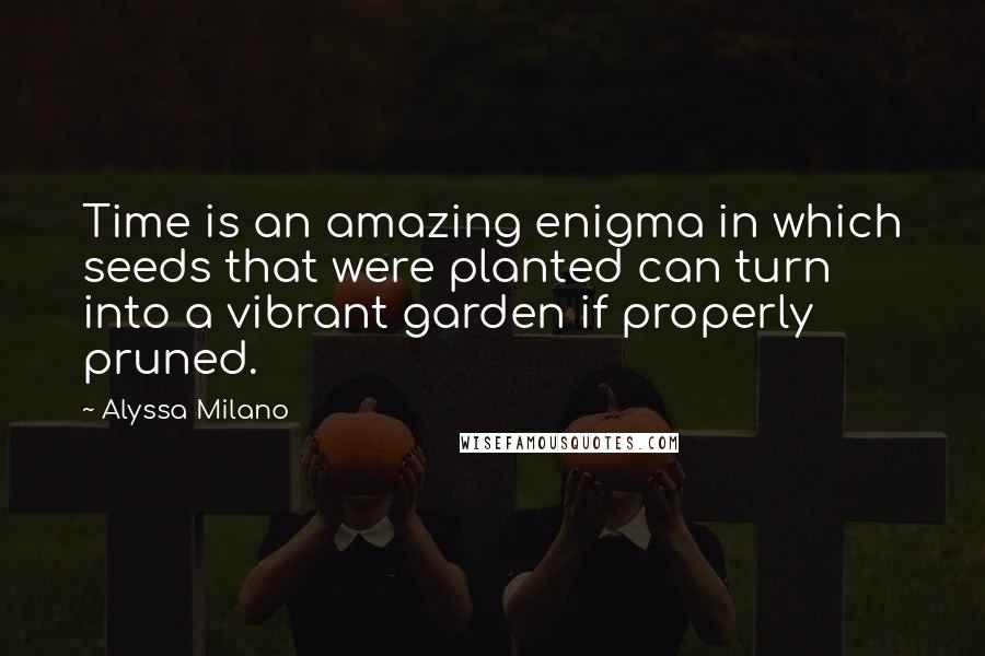 Alyssa Milano Quotes: Time is an amazing enigma in which seeds that were planted can turn into a vibrant garden if properly pruned.