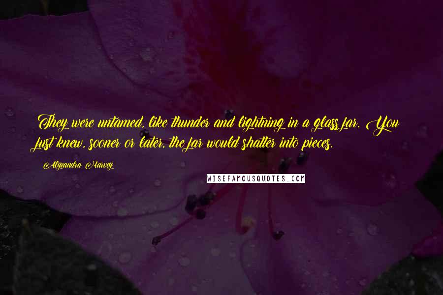 Alyxandra Harvey Quotes: They were untamed, like thunder and lightning in a glass jar. You just knew, sooner or later, the jar would shatter into pieces.