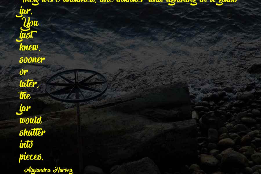 Alyxandra Harvey Quotes: They were untamed, like thunder and lightning in a glass jar. You just knew, sooner or later, the jar would shatter into pieces.