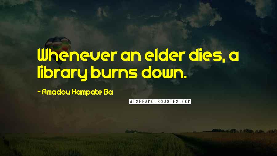 Amadou Hampate Ba Quotes: Whenever an elder dies, a library burns down.