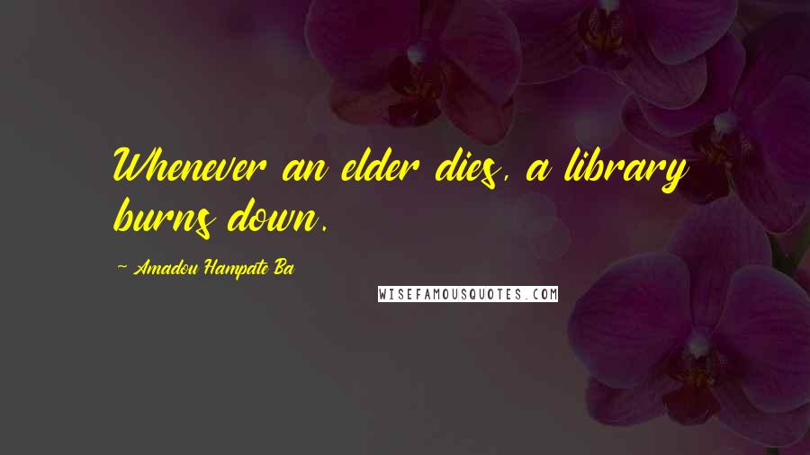 Amadou Hampate Ba Quotes: Whenever an elder dies, a library burns down.