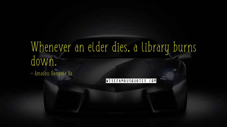 Amadou Hampate Ba Quotes: Whenever an elder dies, a library burns down.