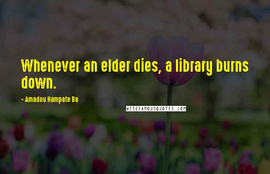 Amadou Hampate Ba Quotes: Whenever an elder dies, a library burns down.