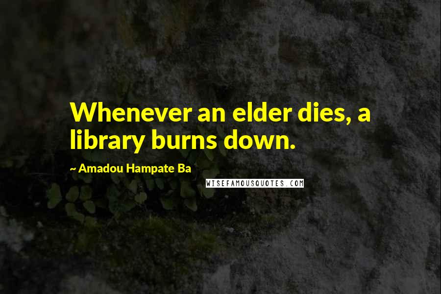 Amadou Hampate Ba Quotes: Whenever an elder dies, a library burns down.