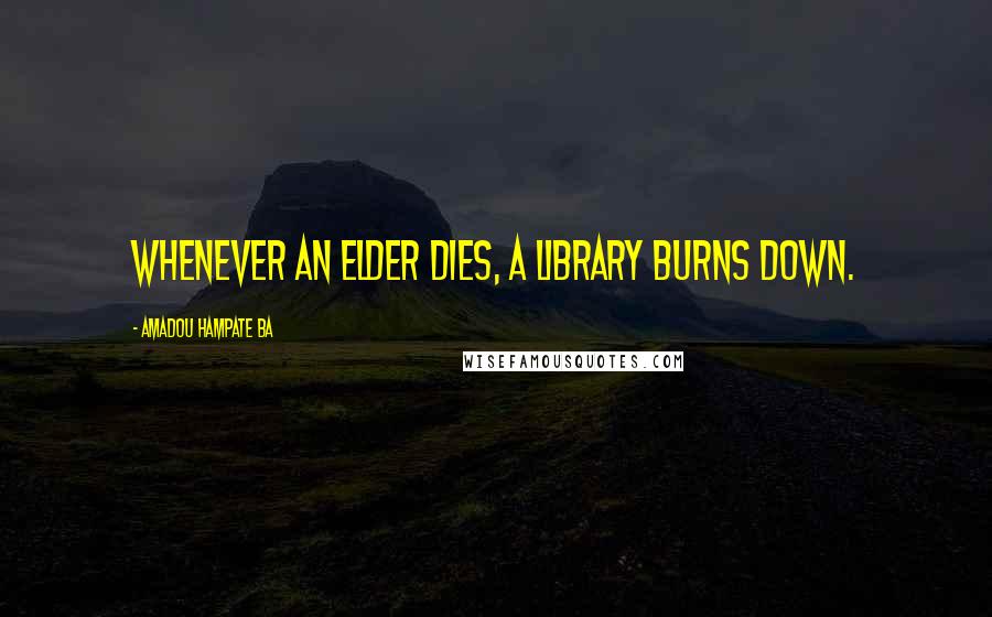 Amadou Hampate Ba Quotes: Whenever an elder dies, a library burns down.