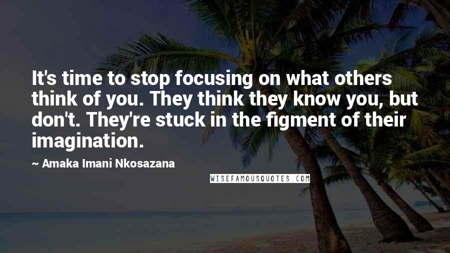 Amaka Imani Nkosazana Quotes: It's time to stop focusing on what others think of you. They think they know you, but don't. They're stuck in the figment of their imagination.