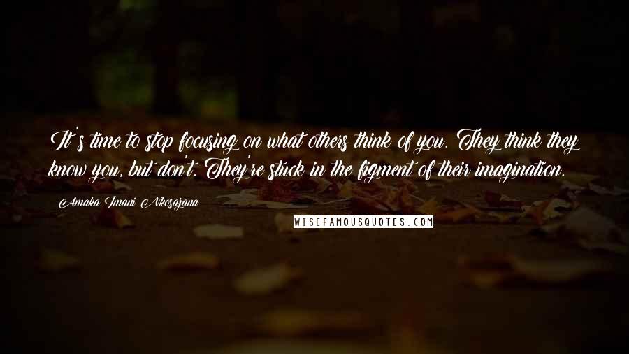 Amaka Imani Nkosazana Quotes: It's time to stop focusing on what others think of you. They think they know you, but don't. They're stuck in the figment of their imagination.