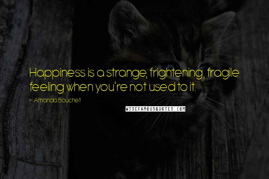 Amanda Bouchet Quotes: Happiness is a strange, frightening, fragile feeling when you're not used to it.