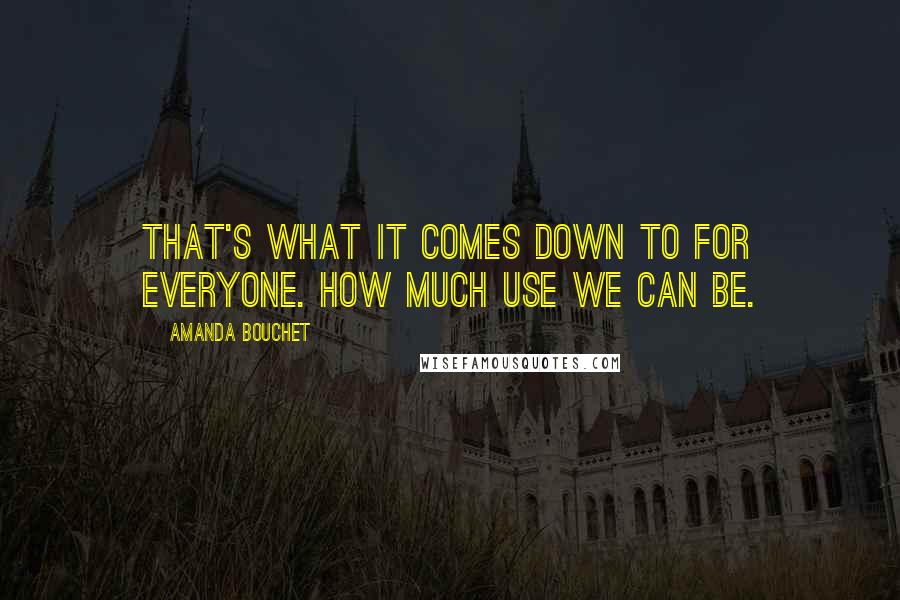 Amanda Bouchet Quotes: That's what it comes down to for everyone. How much use we can be.