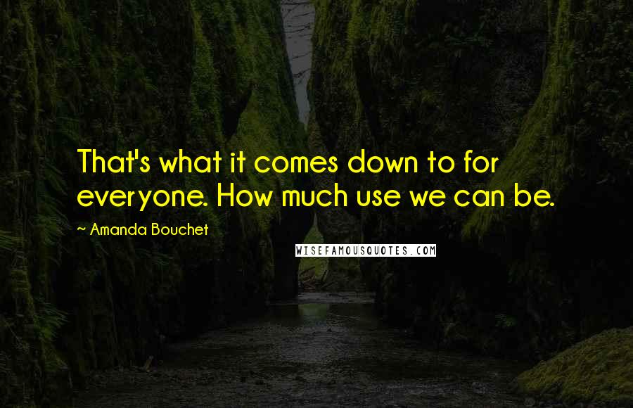 Amanda Bouchet Quotes: That's what it comes down to for everyone. How much use we can be.