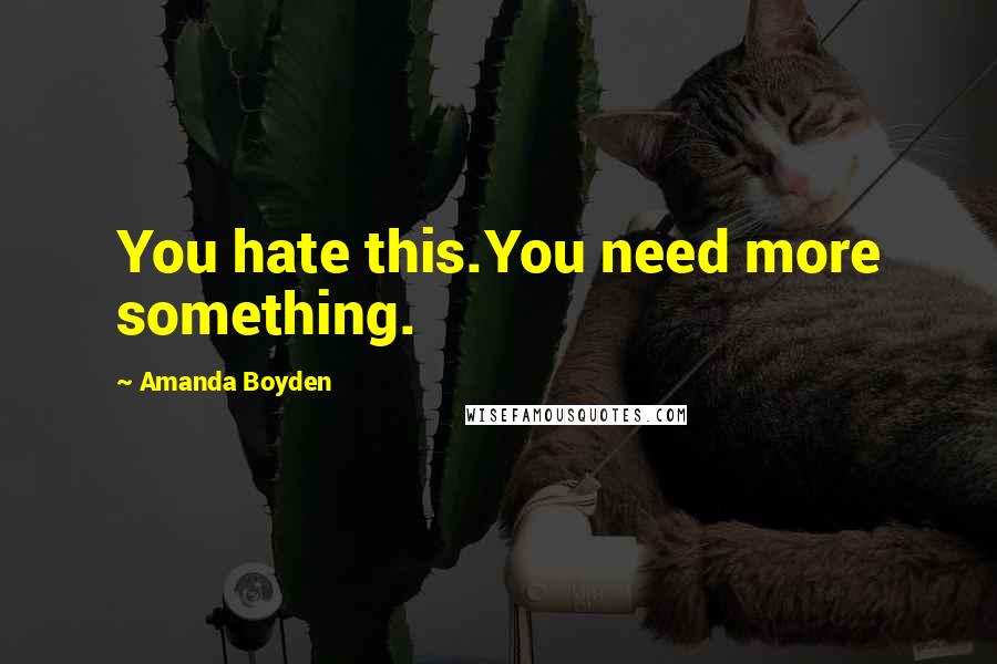 Amanda Boyden Quotes: You hate this.You need more something.