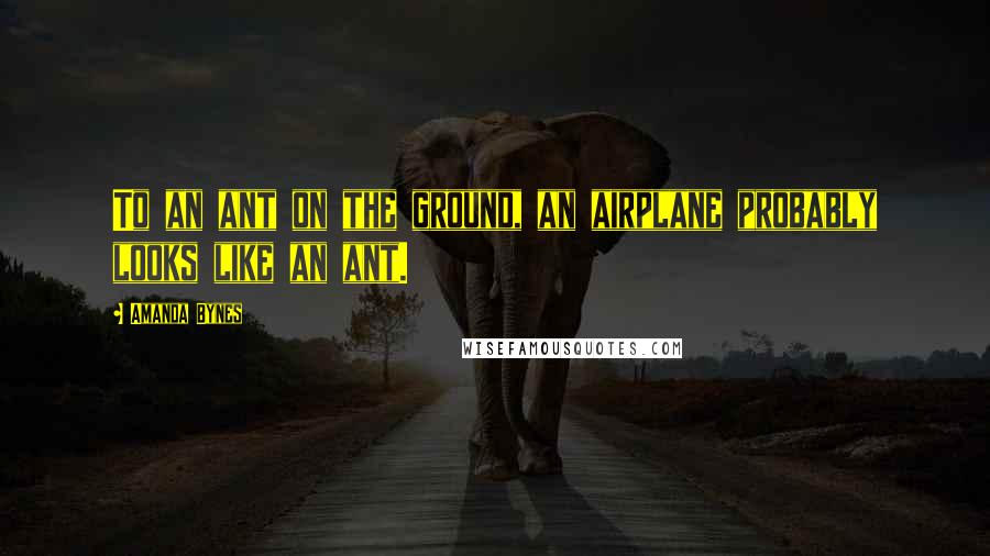 Amanda Bynes Quotes: To an ant on the ground, an airplane probably looks like an ant.