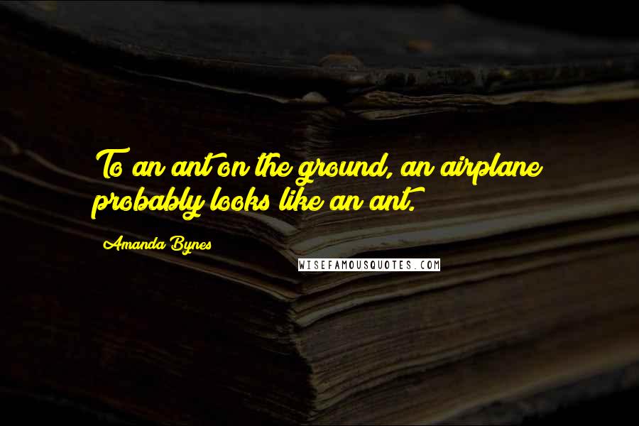 Amanda Bynes Quotes: To an ant on the ground, an airplane probably looks like an ant.