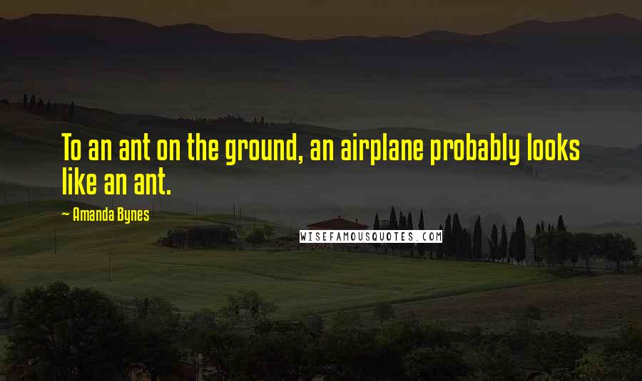 Amanda Bynes Quotes: To an ant on the ground, an airplane probably looks like an ant.