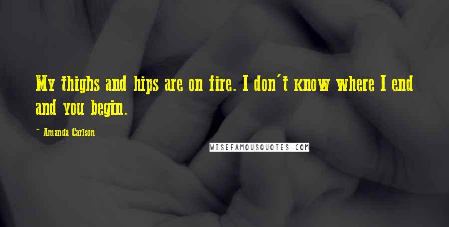 Amanda Carlson Quotes: My thighs and hips are on fire. I don't know where I end and you begin.