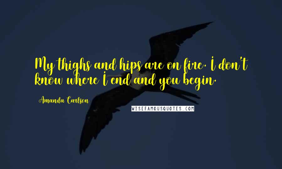 Amanda Carlson Quotes: My thighs and hips are on fire. I don't know where I end and you begin.