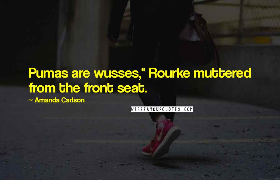 Amanda Carlson Quotes: Pumas are wusses," Rourke muttered from the front seat.