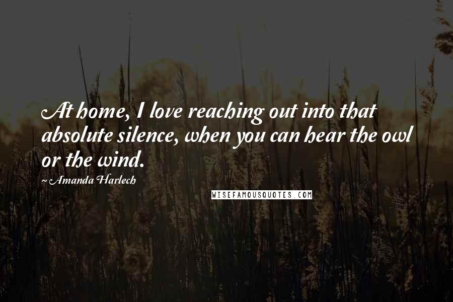 Amanda Harlech Quotes: At home, I love reaching out into that absolute silence, when you can hear the owl or the wind.