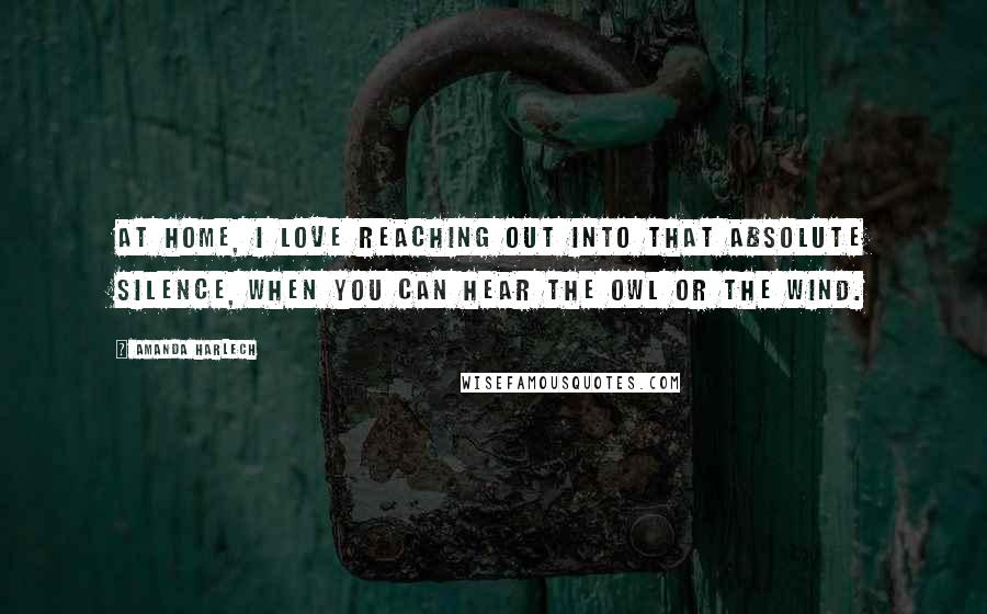 Amanda Harlech Quotes: At home, I love reaching out into that absolute silence, when you can hear the owl or the wind.