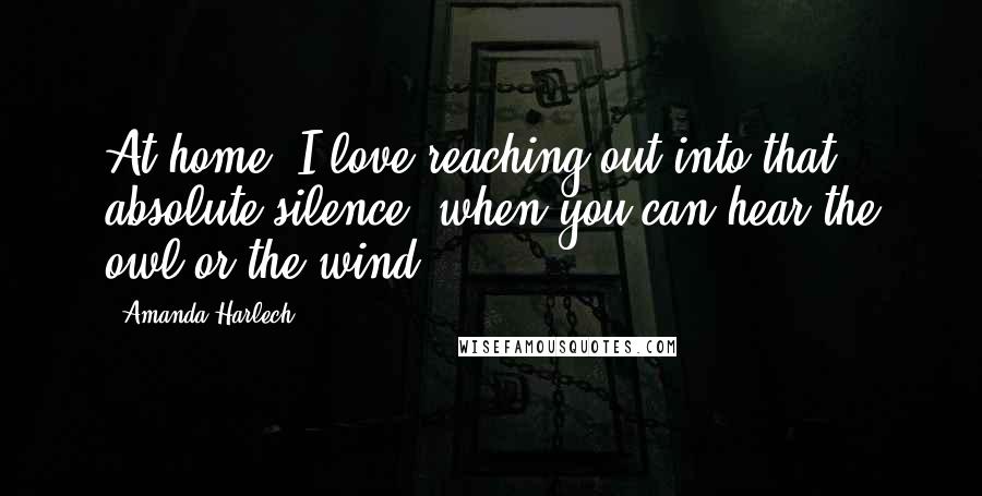 Amanda Harlech Quotes: At home, I love reaching out into that absolute silence, when you can hear the owl or the wind.