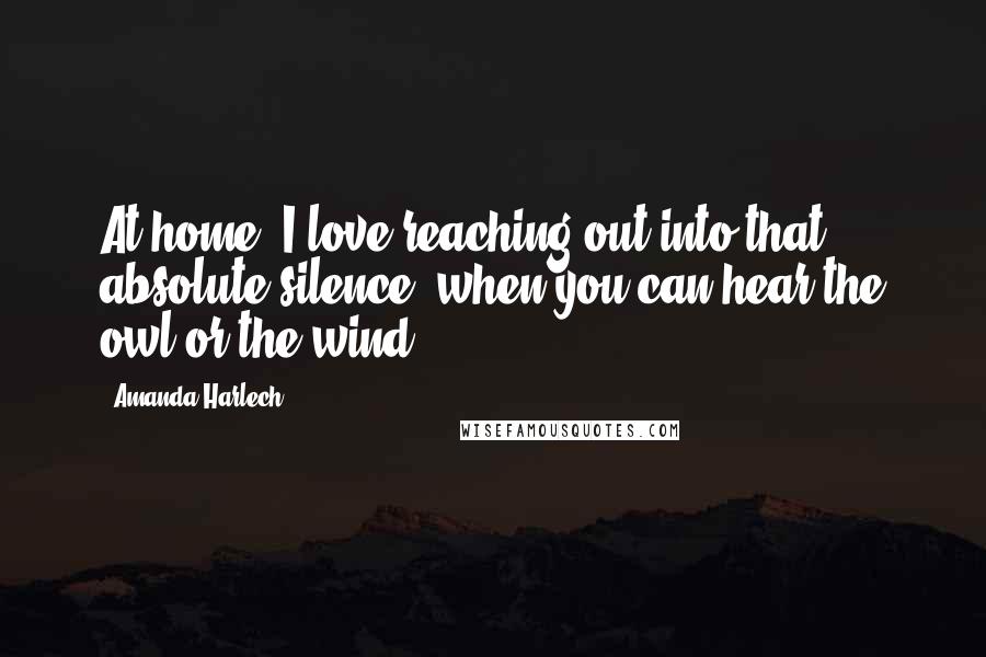 Amanda Harlech Quotes: At home, I love reaching out into that absolute silence, when you can hear the owl or the wind.