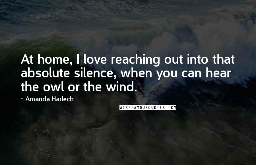 Amanda Harlech Quotes: At home, I love reaching out into that absolute silence, when you can hear the owl or the wind.