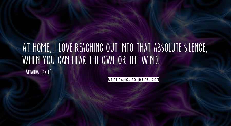 Amanda Harlech Quotes: At home, I love reaching out into that absolute silence, when you can hear the owl or the wind.