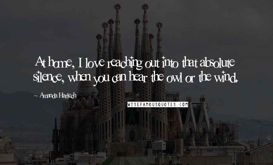 Amanda Harlech Quotes: At home, I love reaching out into that absolute silence, when you can hear the owl or the wind.