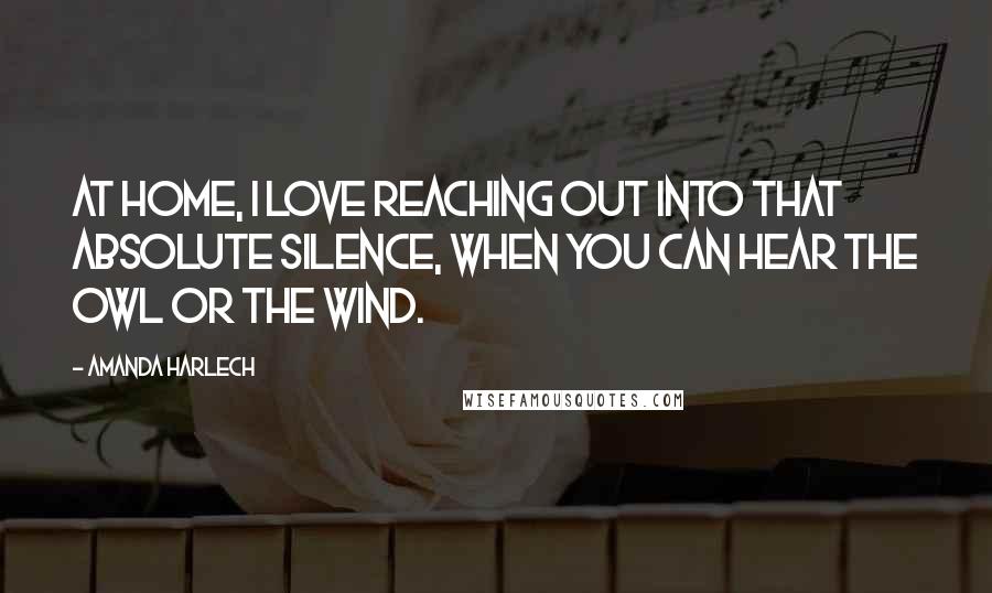 Amanda Harlech Quotes: At home, I love reaching out into that absolute silence, when you can hear the owl or the wind.