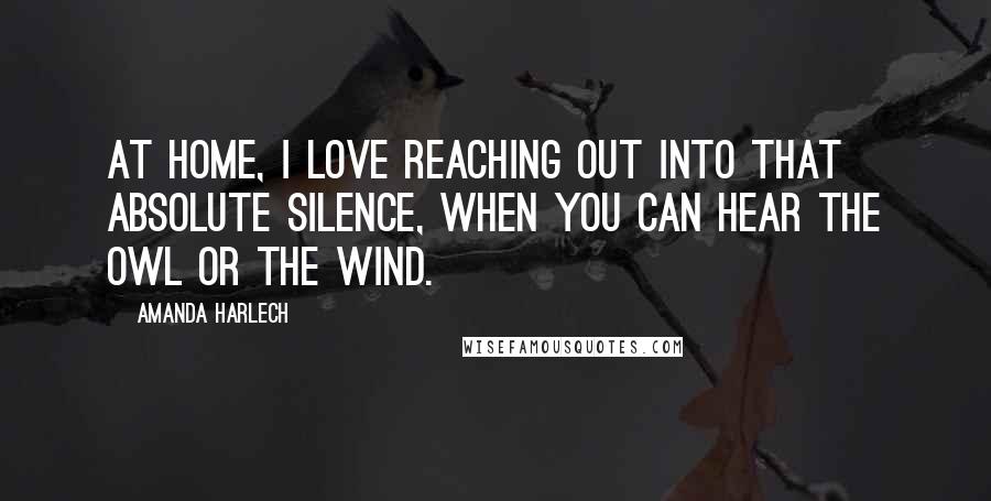 Amanda Harlech Quotes: At home, I love reaching out into that absolute silence, when you can hear the owl or the wind.