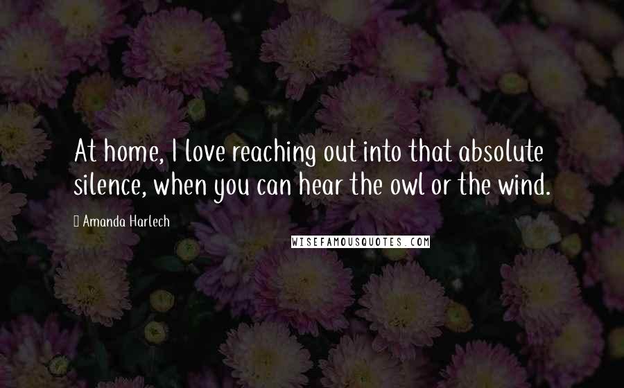 Amanda Harlech Quotes: At home, I love reaching out into that absolute silence, when you can hear the owl or the wind.